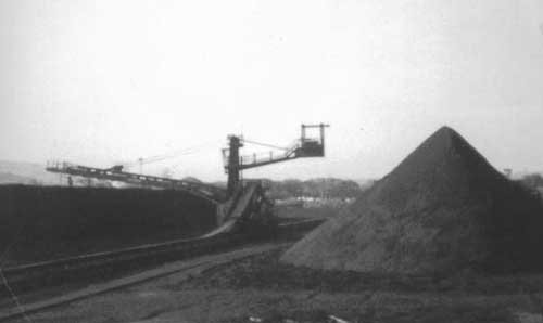 The coal stacker, photograph taken from the control cabin