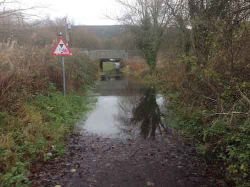 Ynys section of the National Cycle Network is again blocked by floodwater