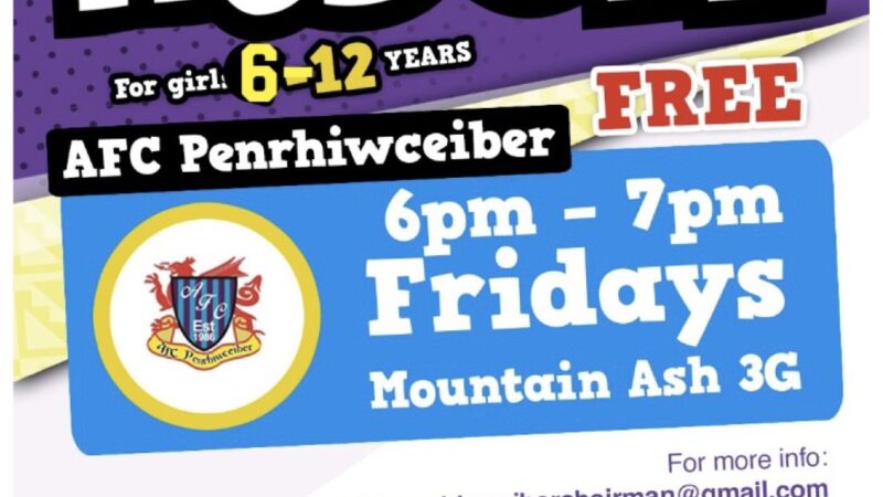 Free girls football sessions at AFC Penrhiwceiber!