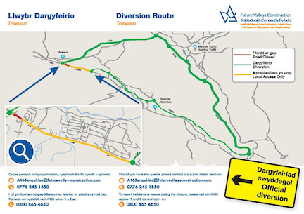 Traffic Management Information: Temporary road closure A4059 Hirwaun Road at Trewaun.  