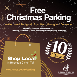 Ten-year anniversary of FREE festive parking in our town centres